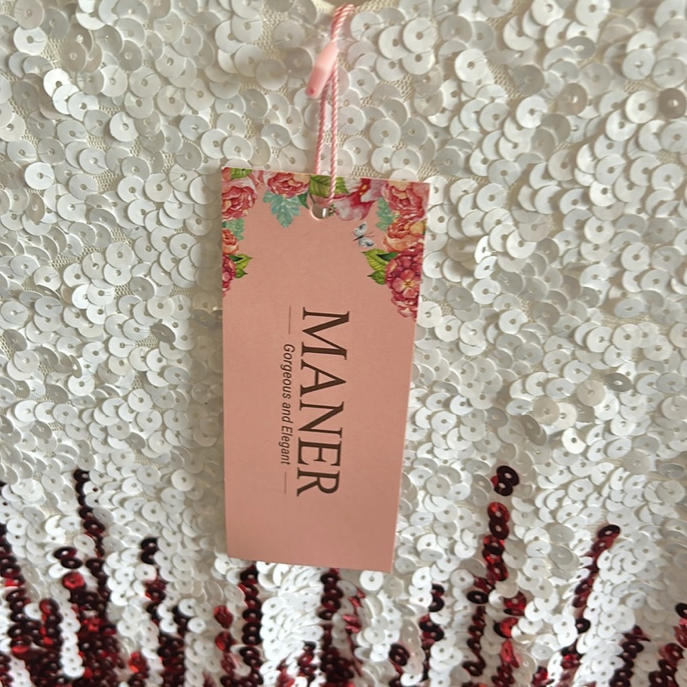Maner XL Ladies Sequined Red White and Blue 4th of July American Patriotic Dress - Picture 9 of 10
